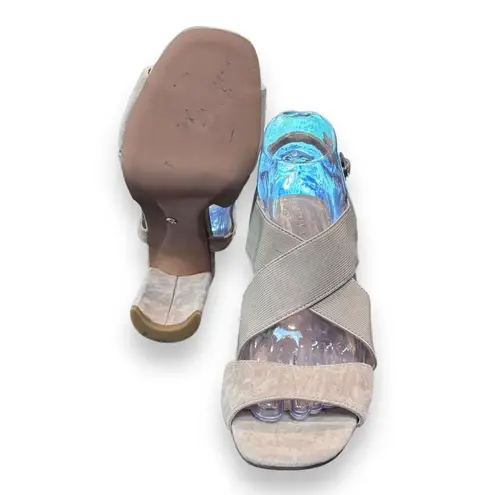 Pelle Moda Nolyn Sandals Mushroom Beige Womens Sz 8.5 Shoe Elastic Cross Strap Tan