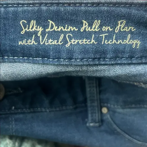 Hot In Hollywood Silky Denim Pull On Flare With Stretch Jeans Size XL Petite Blue