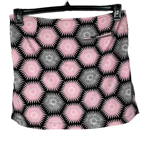 Golftini SZ 10 Nine and Wine Skort Geometric Pockets Stretch Slits Briefs Pink