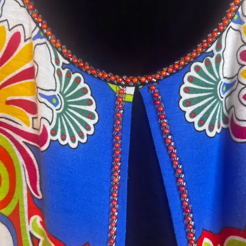 Joyous & Free Dress Sleeveless Beaded Patterned Attached Vest Size Medium Black