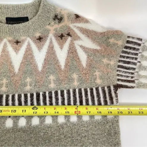 Absolutely Creative Worldwide Fair Isle Sweater Small Mohair Wool Crewneck White