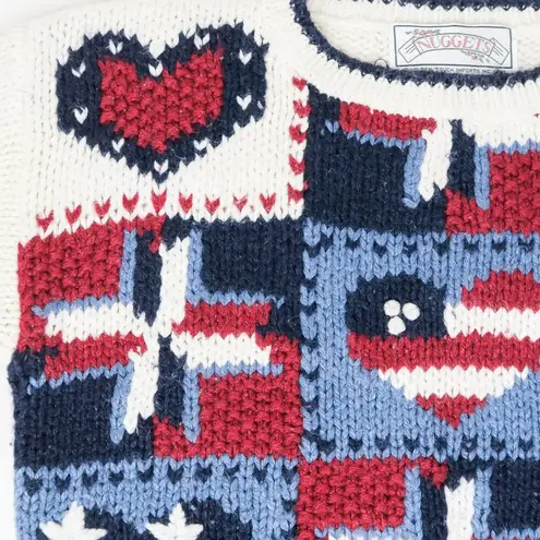 Vintage 90s Nuggets American Flag Patriotic Sweater Red