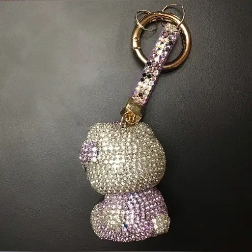 Hello Kitty Rhinestone Keychain , Cute Cartoon Cat Key Case Silver - Image 5