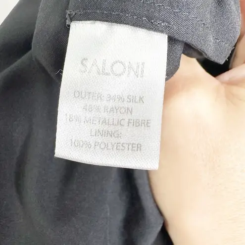 Saloni Womens Isa Ruffle Dress Knee Length Silk Velvet Polka Dots Black Size 0