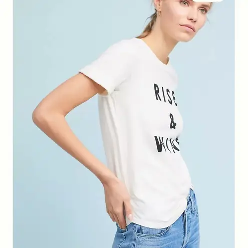 Anthropologie  Sol Angeles White & Black Rise & Wine Graphic T- Shirt Top Size XS