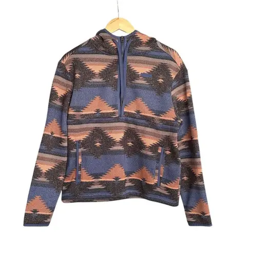 Cinch M Blue Aztec Geometric Pullover Hoodie Fleece Gorpcore Camping Outdoors