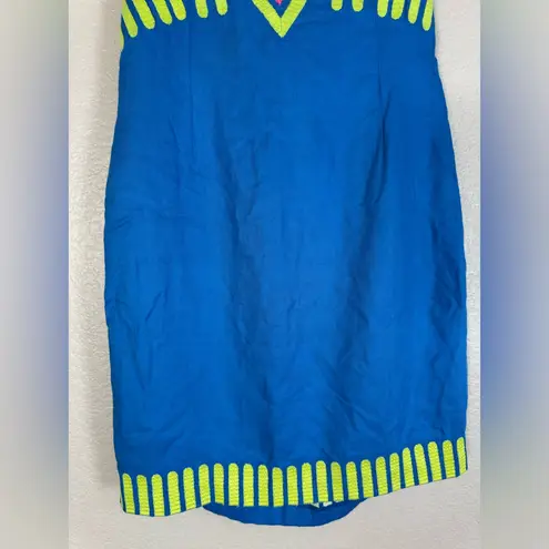 Mara Hoffman 2013 Embroidered Twill Cobalt Blue Strapless Mini Dress size 4 $297 - Image 11