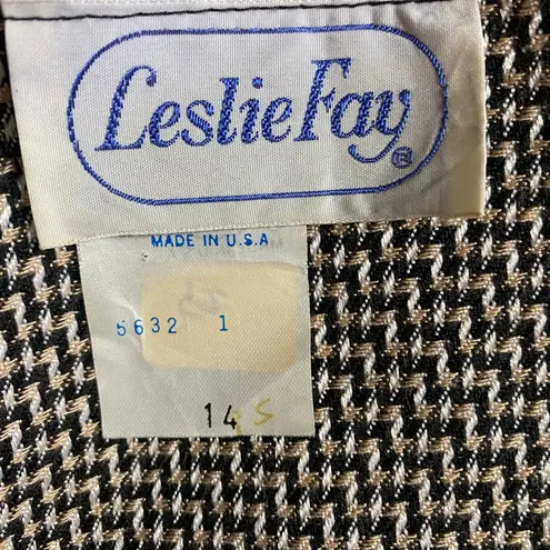 Leslie Fay Vtg Cropped Herringbone Jacket with Faux Pocket Detail Size 14 - Image 5