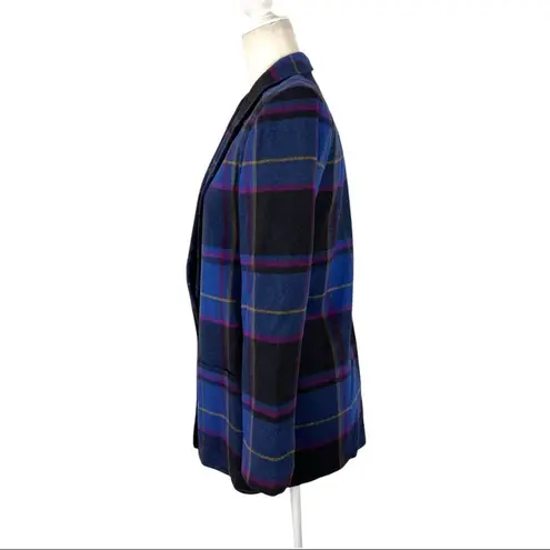 Vintage Patty Woodard 70's Retro Blue Plaid Wool Single Breasted Blazer SZ11/12