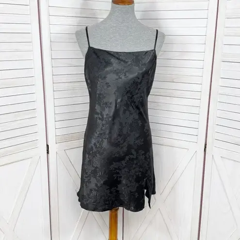 Princess Polly  Norman Satin Floral Jacquard Mini Slip Dress Black 4