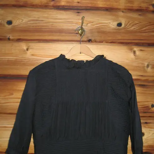 Something Navy  Black Pleated Blouse Top