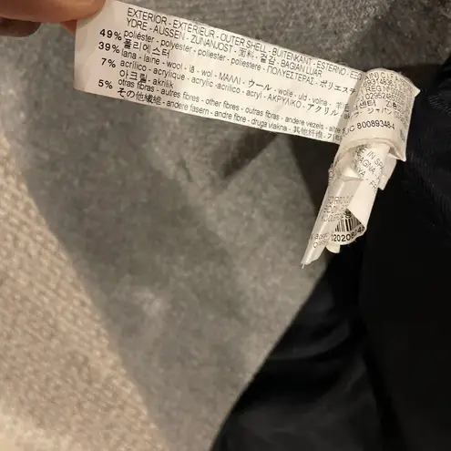 ZARA  Basic Long Over Coat Womens Sz Small Wool Blend Gray Trench Snap Buttons - Image 4