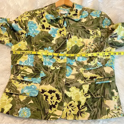 Loft Ann Taylor  Floral Botanical Print Blazer Jacket Size 12 Vibrant Tropical