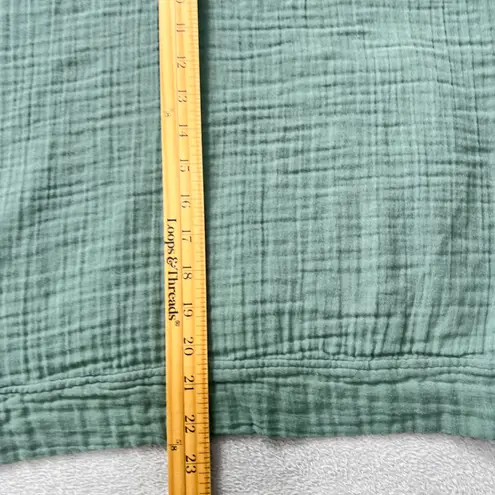 Lotus & Luna Gauze Hoodie Sweatshirt Seafoam Green Cotton Pullover Size Small