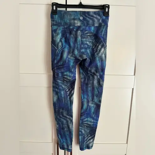 Lululemon  wunder train leggings 25” crop size 4 in blue multi color