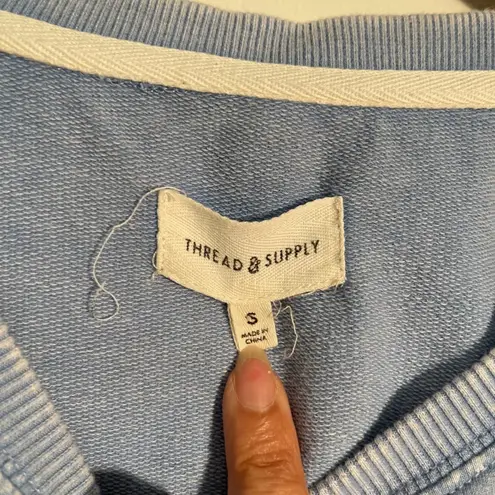 Thread Supply Blue Denim Splash Print Pullover Sweatshirt Women's Size S