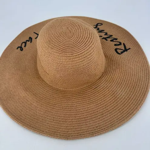 Vivian Collection Straw Wide Brim Floppy Sun Hat Resting Beach Face Tan Black