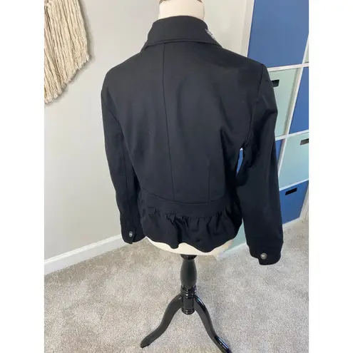 INC Black Silver Embellished Beaded Collar Zipper Jacket Blazer XL Holiday