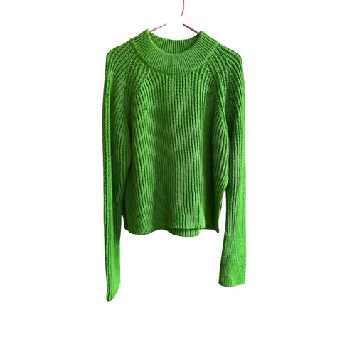 Club Monaco Women's Green Chunky Knit Pullover Sweater Size M