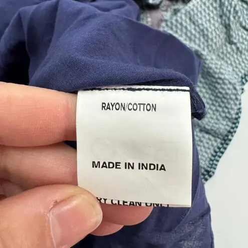 Eshakti Dress Womens Size 0 Paisley Tiered Maxi Navy Purple Teal Ruffle Neck