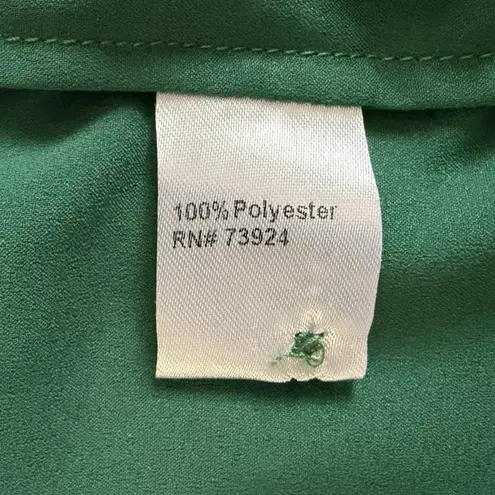 Ming Wang NWT Button Down Emerald Green Tie Long Sleeve Blouse