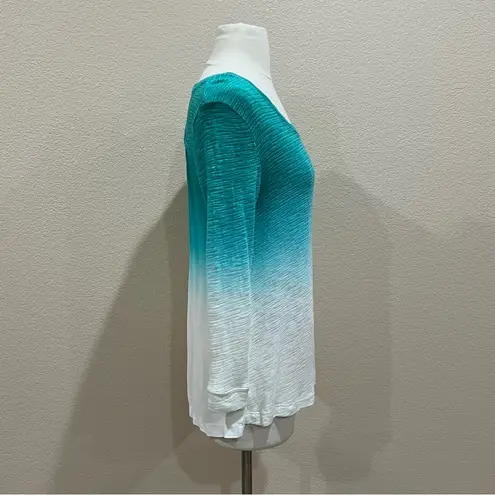 Z by Zobha Teal Ombre Lightweight Long Sleeve Top Size Small Green