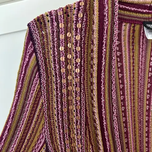 Vintage Sharon Young Purple and Green Striped Cardigan Size L