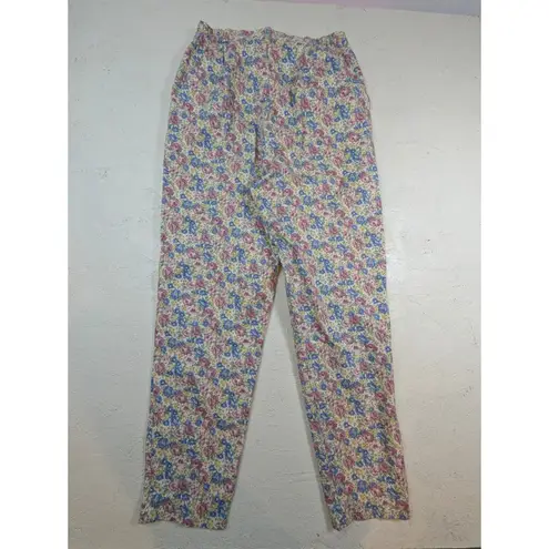 VTG Floral Cotton Pant Suit Set Button Up Top & Pants – Women's M Yellow Size M - Image 8