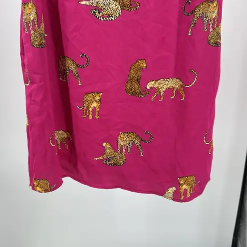 eesome Pink fuschia Mini Dress leopards cheetah Vibrant short balloon sleeve