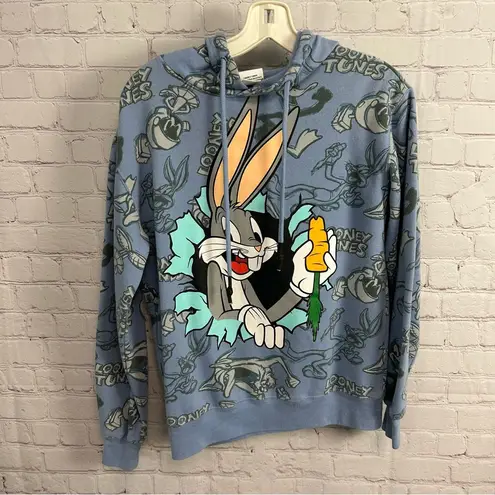 Looney Tunes classic retro pullover hoodie size Medium or 7/9 Juniors Blue