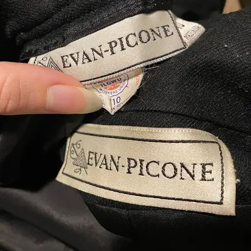 Vintage Evan Picone Black Wool Blazer & Skirt Suit Set Size 8