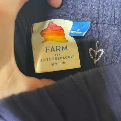 Farm Rio Navy Off the Shoulder Jackie Romper Long Sleeve White Eyelet Shorts XL