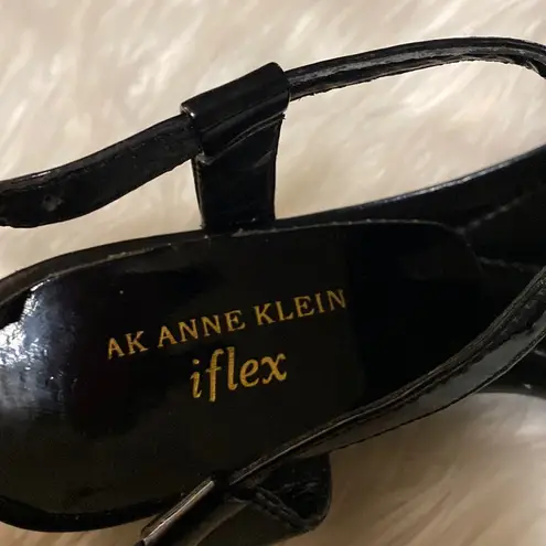 Anne Klein COPY -  iflex Black and Gold Wedge Sandals With Gold Ball Design