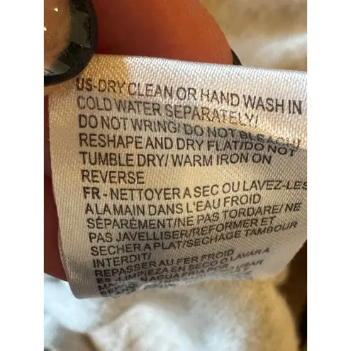 Minnie Rose Sweater Women Medium Gray Cotton Cashmere Knit Frayed Edges Luxury