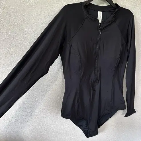 Sea Level Sz 12 Black Essentials Long Sleeve Multifit One Piece Swim Suit Zip Up