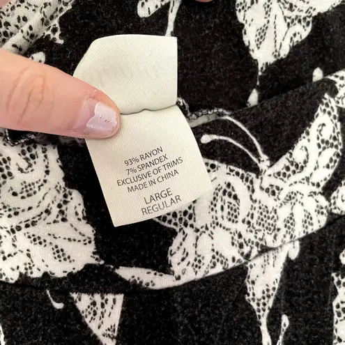 Soma black white butterflies soft pajama pants pockets rayon women's size large