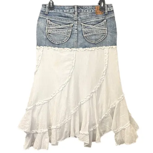 Candie's Vintage  Skirt Denim White Gauze Ruffle Rhinestones 2 3 4 - Image 3
