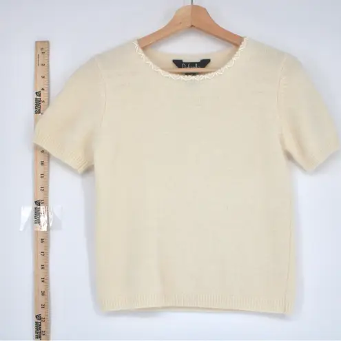 Rafaella Chic Cream Short Sleeve Sweater - Lambs Wool & Rabbit Hair