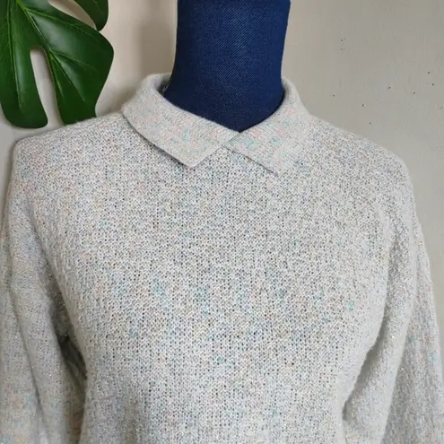 Vintage Kate Collins Iridescent Collar Sweater White Size M