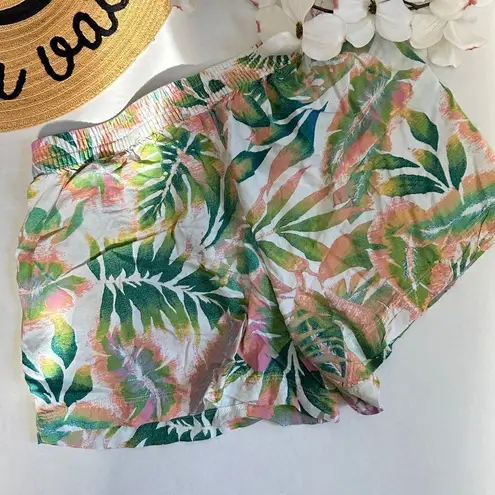 Natural Reflections Tropical Print Pull On Elastic Waist Soft Shorts
