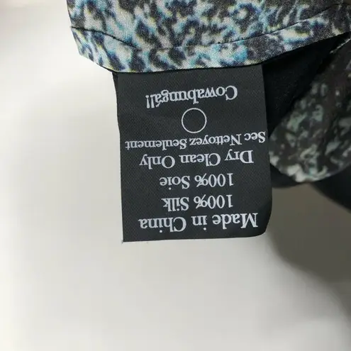 NEW Vena Cava Black Teal Printed Short Sleeve 100% Silk Sheath Dress Womens 10