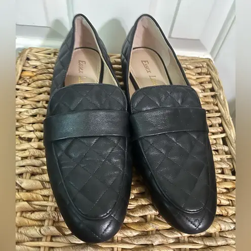 Essex Lane Shoes Tessie Black Quilted Leather Loafers size 7 leather