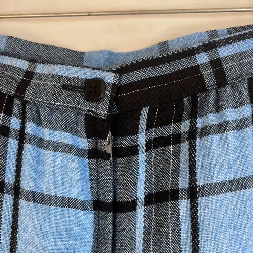 VTG Brian David Canada Tartan Plaid Skirt Blue Black Wool Blend Size Small