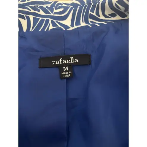 Rafaella Blazer Jacket Womens M Blue White Swirl Pattern 3/4 Sleeve Button Front