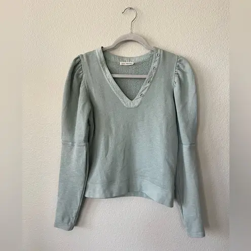 Ulla Johnson Jude Puff Sleeve Sweatshirt in Blue Green Women's Size P