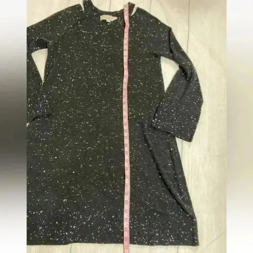 Loft Ann Taylor  Sweater Dress Black Speckled Long Sleeve cold Shoulder petite XS