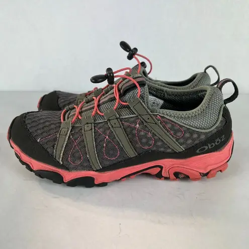 Oboz Sneaker Shoes Womens 8.5 Gray Pink Athletic Low Top Hiking Pull Cord Echo