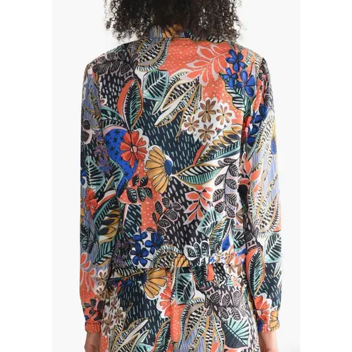 Molly Bracken Lili Sidonio Tropical Floral Bomber Jacket Colorful Abstract Print Size L