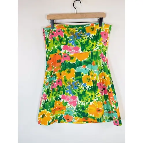 With Jean Womens Dress Green Lala Splice Floral Mini Strapless Tube Boho Large