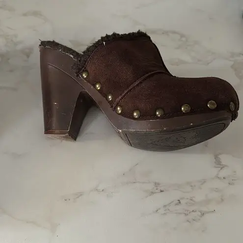 Rocket Dog Suede Leather studded clogs EUC